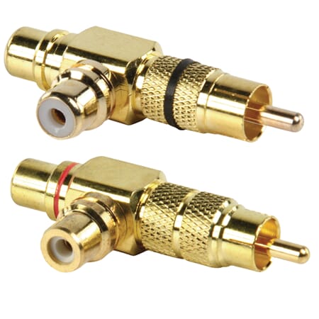 2 pk Audio Adapter Vinklet 90° RCA Han - 2x RCA Hun