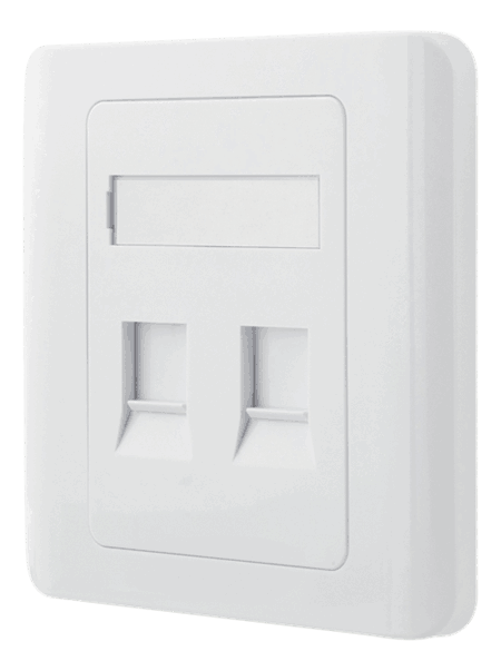 Flush mount for Keystone, 2 ports