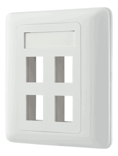 Flush mount for Keystone, 4 ports, white