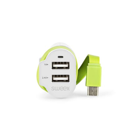 Billader 3-utg. 6A, 2xUSB/USB-C