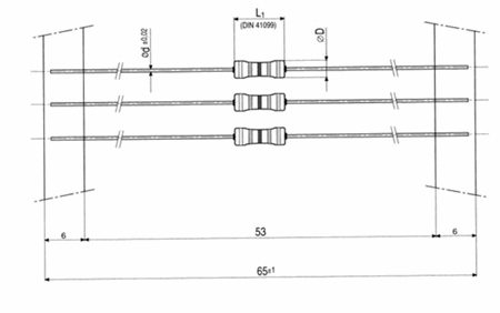 1,0R-0,5W SIKKERHETSMOTSTAND, 2,5X6,5MM