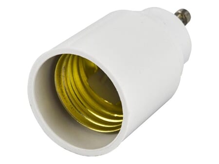 lampe-sokkeladapter, GU10 til E27, plast, hvit